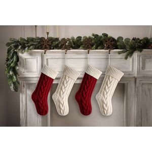 Gebreide kerstsokken - 4 stuks - 46 cm - geschikt voor thuisdecoratie tijdens de feestdagen - geschikt als cadeau voor familie, vrienden en kinderen - Kerstsokken - Kerstbenodigdheden - Kerstdecoratie cadeauzakjes - hangers - decoraties