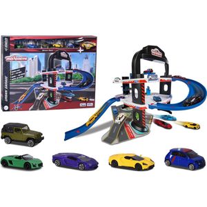 Majorette Urban Garage - 60x60x45 cm - 4 Verdieping + 5 Voertuigen - Die-cast - Vanaf 5 Jaar