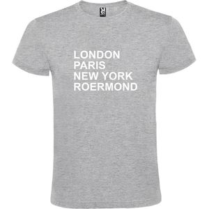 Grijs T-shirt 'LONDON, PARIS, NEW YORK, ROERMOND' Wit Maat XL