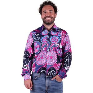 Shirt Hippie Heren - Hippie Overhemd Heren - Hippie Blouse - Foute Party - Paars - Maat S