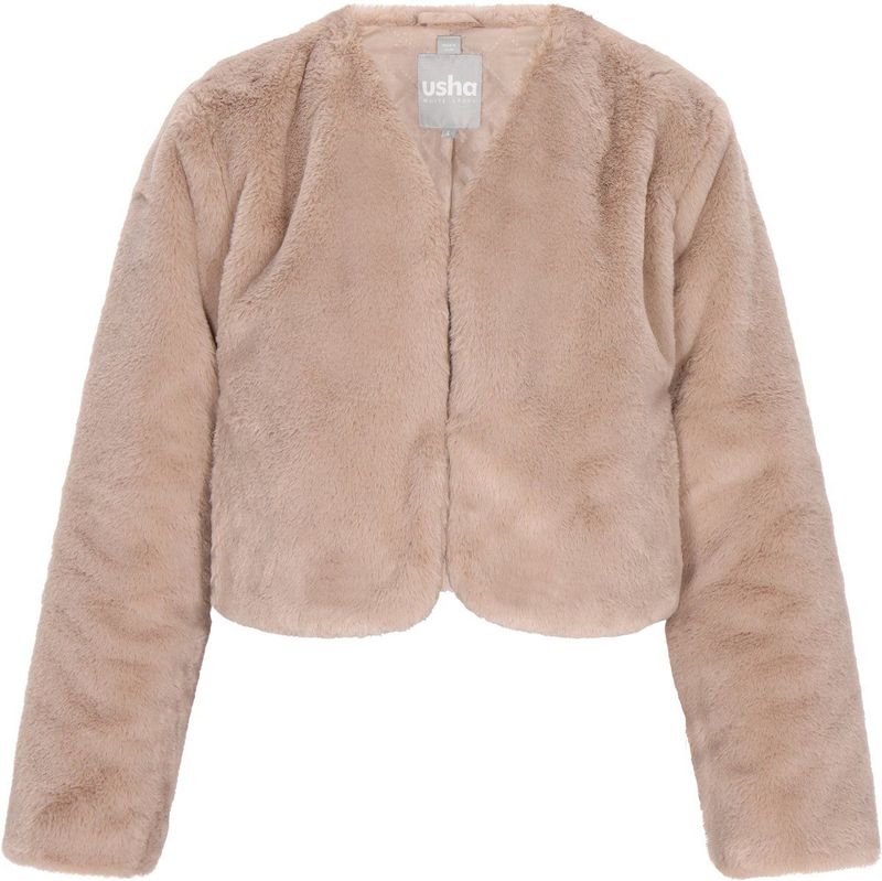 usha - Jas - Fake Fur - Regular Fit - V-hals - Lange Mouwen