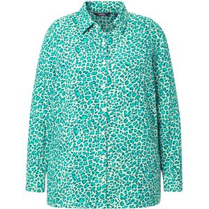 Angel of Style - Dames - Blouse oversized mousseline luipaard print - Turquoise groen - Maat 46