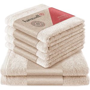Handdoekenset - Zacht en absorberend, 100% katoen, Oeko-Tex 100 gecertificeerd (2 badhanddoeken + 4 handdoeken, beige)