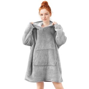 V&L comfortlifestyle - Fleece deken met mouwen - sweater - 280 gsm - Licht grijs - Snuggle Hoodie