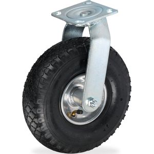 Relaxdays zwenkwiel luchtband -3.00-4 - met plaatje - tot 120 kg - zwaarlast