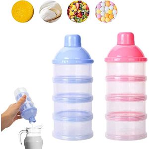 Groen -Melkpoederportioneerder voor baby's, melkpoederdispenser, 4 lagen, draagbare melkpoederdispenser, melkpoederhouder, opbergdoos voor melkpoeder, levensmiddelen, fruit, snack, kinderen