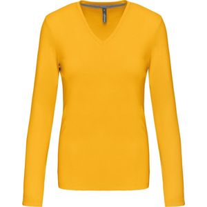 Kariban Dames t-shirt V-hals lange mouwen K382 - Yellow - 3XL