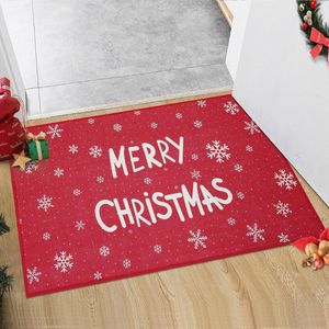 Deurmat Kerst Deurmat Buitendeurmat Wasbare Antislip Badmat met Rubberen Onderkant Kerstdecoratie Deurmat Rood Vrolijk Kerstfeest 40 x 60 cm