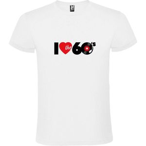Wit T shirt met print van "" I Love the Sixties "" print Zwart size S