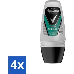 Rexona Men - Sensitive - Deo Roll-on - Anti-transpirant - 50 ml - Voordeelverpakking - 4 stuks