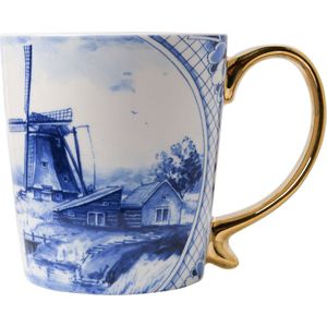 Heinen Delfts Blauw - Mok - Molen - Gouden oor