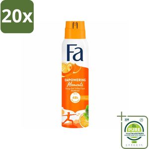 20 x Fa – Deodorant Spray – Empowering Moments – 150 ml - Grootverpakking - Deodorant Spray - Geur - Zweet - Geurige Deodorant - Frisheid
