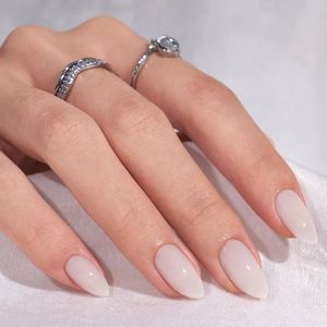 BIMA Nails - Soft Gel Press-On nagels - Short Almond - Plaknagels met lijm - Zelfklevende nepnagels - Milky Way - Wit - 30 stuks (15 maten)