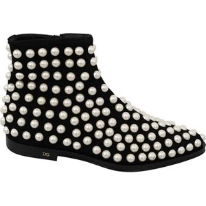 Zwarte suède parel studs laarzen schoenen