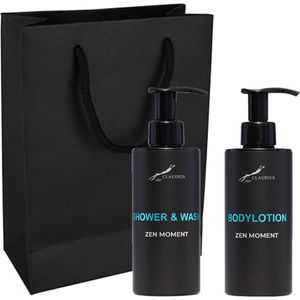 Douchepakket Zen Moment - Shower & wash + Bodylotion - 300 ml per fles - set van 2 stuks - met luxe gift tas - cadeau - giftset voor hem en haar