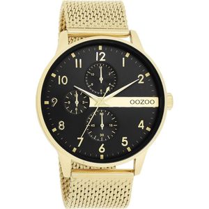 Goudkleurige OOZOO horloge met goudkleurige metalen mesh armband - C11302