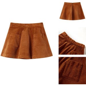vidaXL Kinderrokje - Kinderrokjes - Kinderkleding - Rok Meisje - Kinderrok met zakken ribfluweel 104 cognackleurig