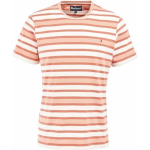 T-Shirt Barbour Men Crundale Stripe Tee Faded Orange-XXXL