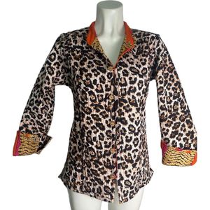 HS Reversible Jas Dames – Tijgerprint (Oranje/Rood) & Panterprint – 100% Katoen – S/M of L/XL