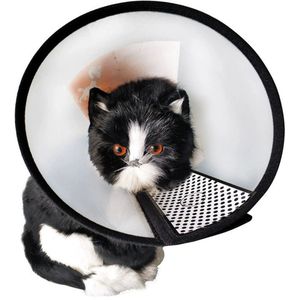 Cone Hondenkraag - Halsband - Hondenkap - Cone Honden Beschermkraag - Hond Halsband - Doorschijnend - Zacht - Lichtgewicht - Anti-Beet Likken - Hondenkraag - Geschikt voor Kleine, Middelgrote en Grote Katten - Wit - (M) Nekomtrek 18-22 cm