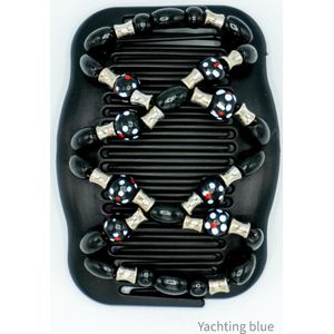 Haarkammen - dubbel -  met kralen - zilver, zwart, wit met rood -- haarclip - dubbele kam - kralen - haarclips dames -