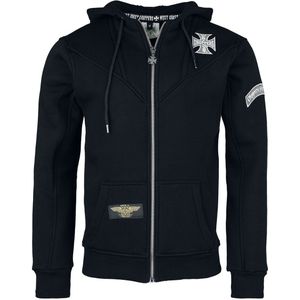 West Coast Choppers WCC OG Classic Panel Zip Hoodie Vest met capuchon zwart XL