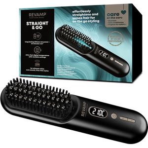 Revamp Straight and Go Draadloze Warmteborstel - Ionentechnologie - 130 tot 210 Graden - Stijlborstel - Lange Batterijduur - USB C Oplaadbaar - Travelsize - BR1950