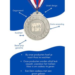 Akyol - happy b day medaille zilverkleuring - Verjaardag - familie vrienden - cadeau