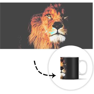 Mok - Koffiemok - Leeuw - Licht - Zwart - Portret - Mokken - 350 ML - Beker - Koffiemokken - Theemok