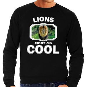 Dieren leeuwen sweater zwart heren - lions are serious cool trui - cadeau sweater leeuw/ leeuwen liefhebber XL