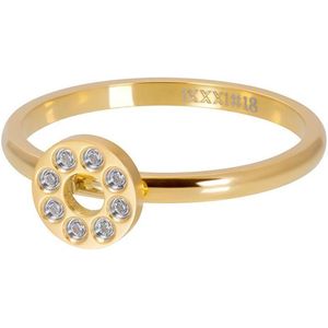 iXXXi Ring Flat Circles Crystal Stone goudkleurig - Maat 18
