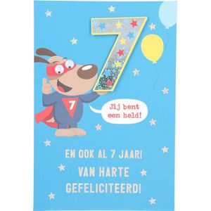 Cijferkaarten - De mooiste Leetijd - Verjaardagskaart Jij bent een held! En ook al 7 jaar! ?