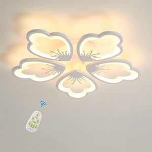 Delaveek-Witte 5-koppige bloem LED plafondlamp-37W-3000-6500K Dimbaar-met afstandsbediening-Acryl-Dia 65CM