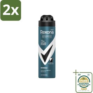 Rexona Men - Deodorant Spray - Advanced Protection Invisible - Langdurige Frisheid - 150 ml - Voordeelverpakking - 2 stuks - Deodorant - 72 uur bescherming