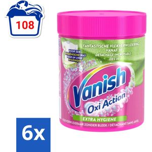 Vanish Oxi Action - Extra Hygiene - Vlekkenverwijderaar Poeder - Zonder Bleek - Gekleurde Was - 470 Gram - Voordeelverpakking - 6 stuks
