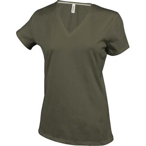 Kariban Dames/dames Feminine Fit Korte Mouwen V Hals T-Shirt (Khaki)