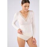 Damart - T-shirt van kant met lange mouwen Thermolactyl Sensitive - Dames - Wit - 34-36 (XS)