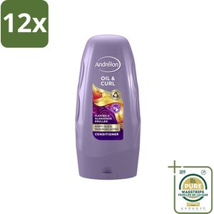 Andrélon - Oil & Curl - Conditioner - 250 ml - Voordeelverpakking - 12 stuks - Conditioner voor krullen - Pluisvrije krullen