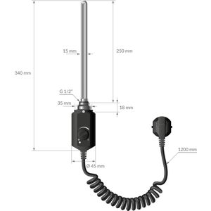 Verwarmingselement 300W Chroom met thermostaat en LCD-scherm ML design