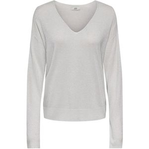 Jacqueline de Yong Trui Jdybodilla Plain Lurex Pullover 15355560 Cloud Dancer/w Silver Lurex Dames Maat - L