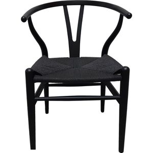 Wishbone stoel zwart met zwarte zitting - H. Wegner - replica - essenhout -y - stoel