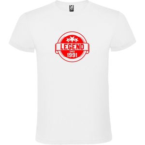 Wit T-Shirt met “Legend sinds 1991 “ Afbeelding Rood Size XXXL