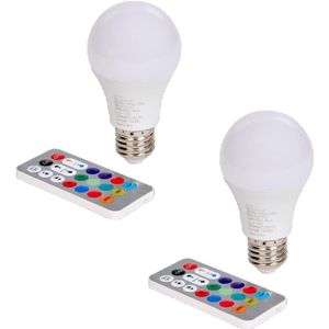 Led lamp (E27) met afstandbediening - Set van 2 - Multicolor - 8.5 watt - Led - Verlichting - 220-240 V - Kamer - Led bulb with remote
