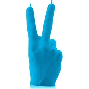 Fluorescerend Blauwe gelakte Candellana figuurkaars, design: Hand Peace Hoogte 21 cm (30 uur)