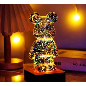 Lamp beer met vuurwerkeffect - Nachtlampje kinderen - Kinderlampje - 3D lamp LED tafellamp