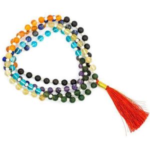 Yogi & Yogini naturals Mala Zeven chakrastenen A kwaliteit 108 kralen (6 mm) + tasje