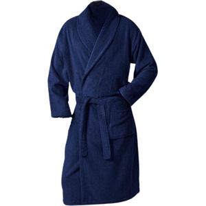 Twentse Damast Badjas - Badjas Heren - Badjas Dames - Badjassen - Ochtendjas Heren - Ochtendjas Dames - Badstof Katoen - Donkerblauw - S/M