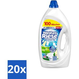 20 x Weißer Riese - Wasmiddel - Gel - Witte Was - 4.5L - 100 Wasbeurten - Wasmiddel Gel - Witte Was - Reinigingsmiddel - Stralende Witte Was - Hardnekkige Vlekken