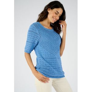 Damart - Sierlijk gebreide trui, puur katoen - Dames - Blauw - XS