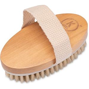 Droge borstel voor cellulitis en huidverzorging - Houten lichaamsborstel met natuurlijke haren